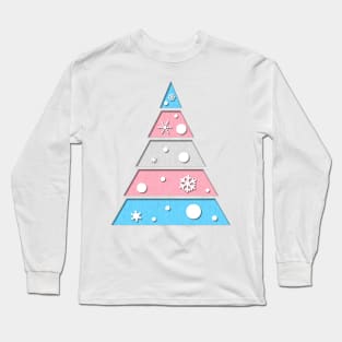 Minimalist Christmas Tree in Transgender Pride Flag Colors Long Sleeve T-Shirt